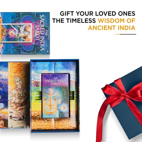The Sacred India Tarot Deck - 78 Premium Tarot + 4 Bonus Cards with 350-Page Guidebook - Readings Based on Indian Mythology - for Beginners & Professionals - Magnetic Lock Box with Bookmark & Altar