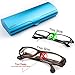 Aluminum Eyeglasses Case，EZESO Hard Shell Matte Elegant Slim Light Metal Frosted Spectacles For Small And Medium Frams(Blue)