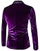 Porlox Mens Slim Fit Peaked Lapel 1 Button Velvet Blazer Jacket Purple,US XS / Label M