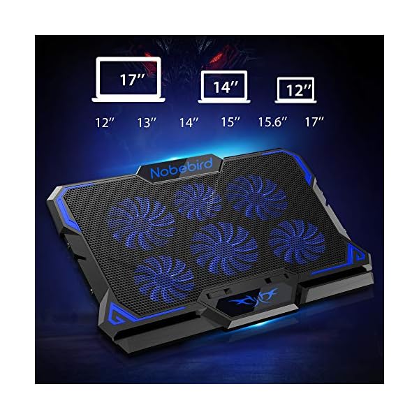 Laptop-Cooling-Pad-Gaming-Laptop-Cooler-Pad-with-6-Ultra-Quiet-Powerful-Fans-Adjustable-height-and-Speed-With-Cool-Blue-LED-Lights-Perfect-for-12-17-laptop-Portable-Cooler-Pad Laptop Cooling Pad, Gaming Laptop Cooler Pad with 6 Ultra Quiet Powerful Fans, Adjustable height and Speed With Cool…