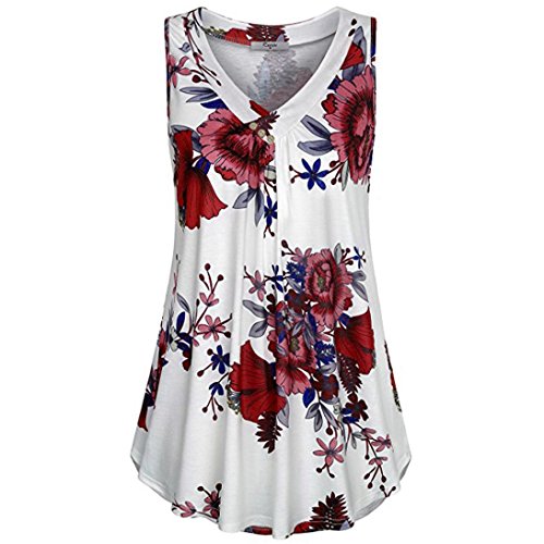 Click Here to See More Images NREALY Women Casual Printed Button Crop Top Short Sleeveless Tank Top T Shirt Blouse Tee
