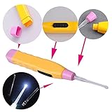 Finlon Lighted Tonsil Stone Remover Tool/Professional Earwax Remover Tool Ear Wax Pick Ear Cleaner With LED Light+Extra 3 Adapters Home Use Oral Care(Random Color)