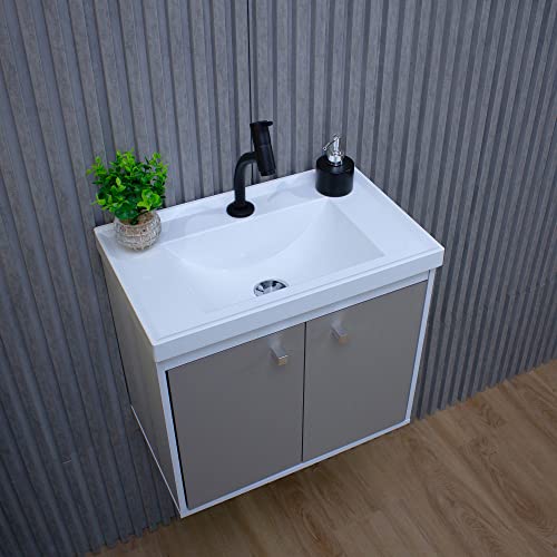 RIVERZZA Gabinete com Cuba Suspenso 100% MDF Branco Gianduia Lilies Móveis