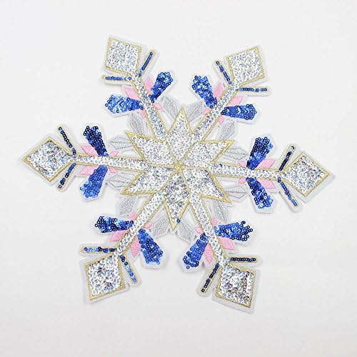 1PC Snowflake Sequins Patch Vintage Embroidered Applique DIY T-shirt Jacket Coat Sweater Sew on Bag Decoration Patches - 11'' X 11.2''