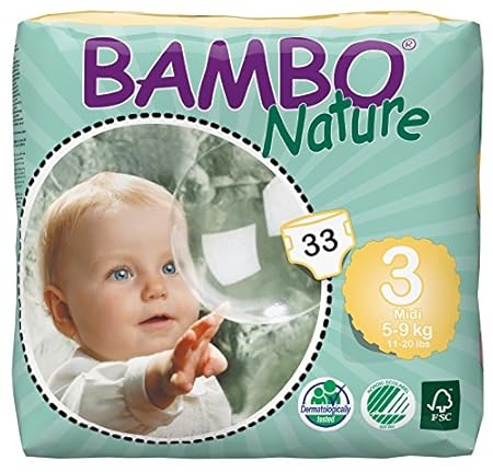 Bambo Nature Medium Baby Diapers, 33 Count, Medium, White