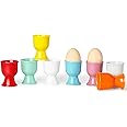 ONTUBE Porcelain Egg Cups,Ceramic Egg Stand Holders for Hard Boiled Eggs Set of 8,MixColor