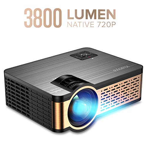 XIAOYA W5 Native 720P Mini Movie Projector with HiFi Speaker, 3800 Lumen Video Projector Support 1080P Display for Home Theater Entertainment, Compatible with HDMI, SD, AV, VGA, USB