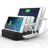 5 Port USB Charging Station Charge Dock Organizer, Cell Phone Charger Multi Port Desktop Charging Station for iPhone, iPad, Samsung Galaxy, and Other Tablets,30W 5-Port USB Device Charging Station