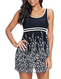 LAMISSCHE Trajes de baño de 2 piezas para dama con parte superior de tankini y pantalones cortos para niño