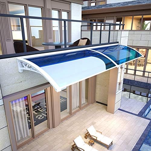 テラス屋根 ひさし雨よけ屋根 キャノピーオーニング 屋外ガーデンシェルター 太陽 雨 みぞれ 雪から保護します 外のパティオの日除けの防水シェルター Color Blue Size 100x100cm Bahramradan Com