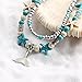 Starfish Turtle Anklets Multiple Layered Boho Gold Chain Anklet Mermaid Tail Heart Beach Rhinestone Turquoise Stone Charm Anklet