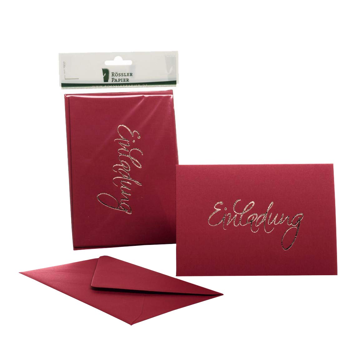 Rössler 1181955072 Invitation Cards B6 120/240 x 169 mm 'Einladung' (Invitation) Red [German Import]