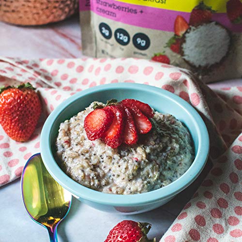 HighKey Snacks Keto Food Instant Breakfast Cereal - Low Carb Hot Oatmeal Substitute - Gluten Free Low Sugar Snack - High Protein Foods - Ketogenic Diet - Paleo Products - Strawberries & Cream