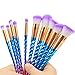 Unicorn Makeup Brushes Set, 10Pcs Foundation Brush Eyeshadow Brushes Powder Concealer Contour Face Lips Eyes Brushes Set Gradient Color Spiral Handle
