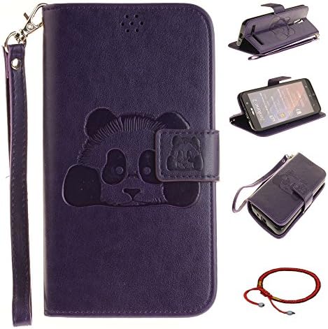 Asus ZenFone 2 Ultrathin PU Leather Flip Cover Design Panda Pattern, GOCDLJ Cell Phone Case for Asus ZenFone 2 (ZE551ML/ZE550ML) 5.5 Zoll Cell Phone Slim Protective Case Anti Scratch Bumper Cover Wallet Fully Protective Build in Stand Function Folio Book Style with Lanyard Strap Magnetic Holder Cash Pocket ID Card Slots Pouch Soft Silicone Backcover Backside Shell Artificial Sleeve + Chinese Style Red Bracelets Purple