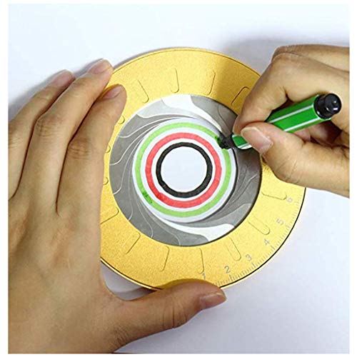 Round Circle Template Ruler Tool Adjustable Measurement for Drafting Drawing Metal Aluminum (Gold)
