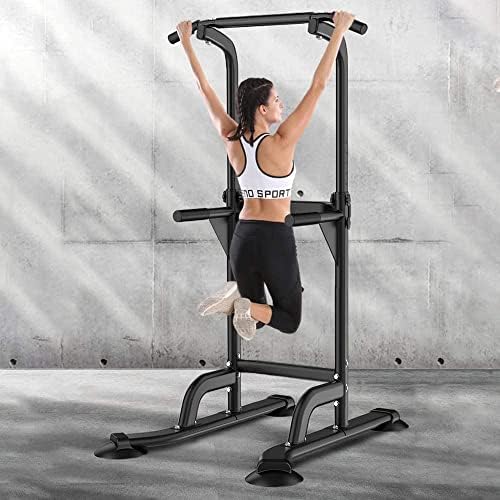 Klimmzugstange Power Tower Übung Euipment für Zuhause Fitnessstudio Dip Station Höhenverstellbar Fitness Krafttraining Dip-Stationen