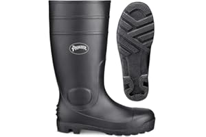 Pioneer Work Boots - Heavy Duty PVC Safety Boots For Men/ Women - Plain Toe for Food Processing, Farming, Waste
