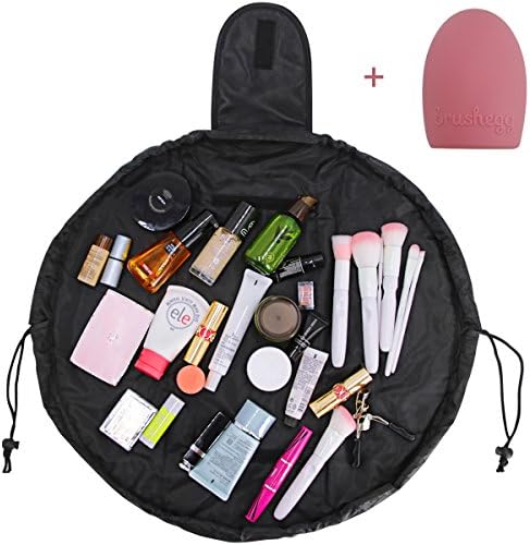 Portable Lazy Cosmetic Bag Multifunctional Waterproof Toiletry Bags Quick Pack Travel Bag for Women Girls,Brush Cleaner Egg(Black)