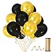 Treasures Gifted Metallic Black and Gold Balloons - Black and Gold Party Decorations - Graduation Balloons Black and Gold - 12 Inches Gold and Black Balloons - Black and Gold Decorations 72 Pieces
