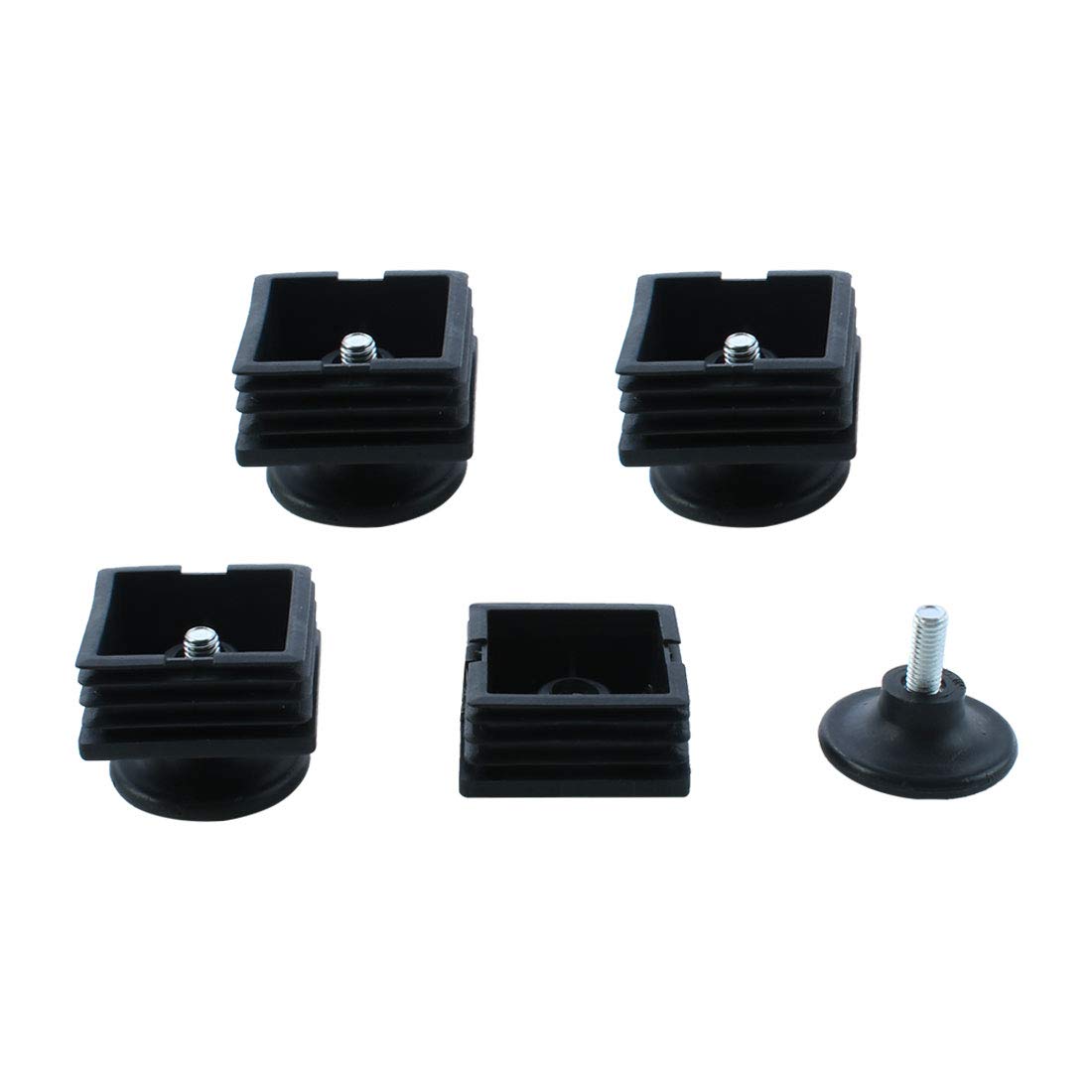 sourcingmap Leveling Feet 50 x 50mm Square Tube Inserts Kit Furniture Glide Adjustable Leveler for Chair Desk Leg 4 Sets