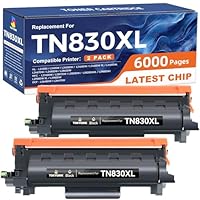 Compatible TN830XL Toner Replacement for Brother TN830XL TN830 XL Toner use with HL-L2460DW HL-L2405W HL-L2480DW HL-L2400D MFC-L2820DW MFC-L2820DW XL DCP-L2640DW Printer (2 Pack Black)