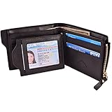 RFID Leather Mens Bifold Wallets With Slim Minimalist Card Wallet Front Pocket (brown)