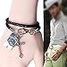 Lefinis Halloween Punk Antique Skull Stars Cross PU Leather Bracelet Unisex