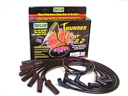 Taylor Cable 84076 ThunderVolt 8.2mm Ignition Wire Set Black Stock 11.75 in. 180 Deg. Plug Boot ThunderVolt 8.2mm Ignition Wire Set