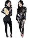 Kearia Women Sexy Sequin Jumpsuits Back Hole Nude Illusion Slim Leg Pants Jumpsuits Rompers Black Medium
