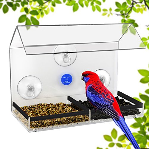 Clear Plastic Window Bird Feeder With Strong Suction Cups Mount On