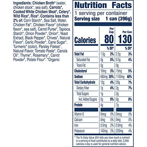 PROGRESSO ORGANIC CHICKEN & WILD RICE CANNED SOUP, 14 OZ.