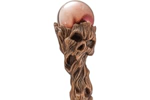 Pacific Giftware Skull Tree Trunk Sorcerer Staff with Red Crystal Orb 67 Inches Handcrafted Halloween Witch and Wizard Costume Prop Realistic Wood Grain and Skull Details