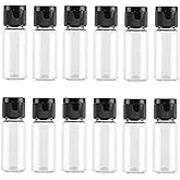 12Pcs 15ml/0.5oz Empty Plastic Sample Travel Bottle Container Jar Pot Vial with Black Flip Lid Perfect for Emollient Water Shower Gel Emulsion Etc