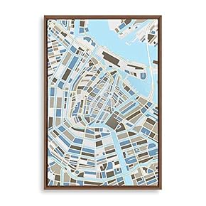 Framed Canvas Wall Art World City map Canvas Prints Home Artwork Decoration for Living Room,Bedroom - 16x24 inches