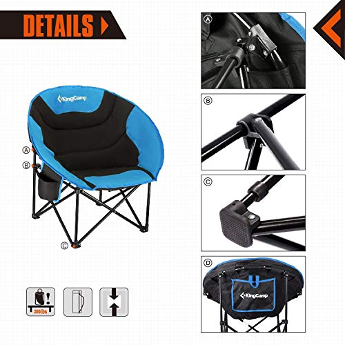 KingCamp Camping Chair Moon Round Saucer Chair Folding Padded Portable