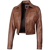 Decrum Cropped Leather Jacket Women – Trendy Short Real Lambskin Womens Leather Jacket