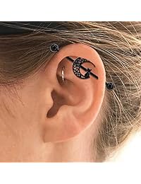 Piercing para el cuerpo de joyería industrial con diseño de gato, 0.49 oz, color negro