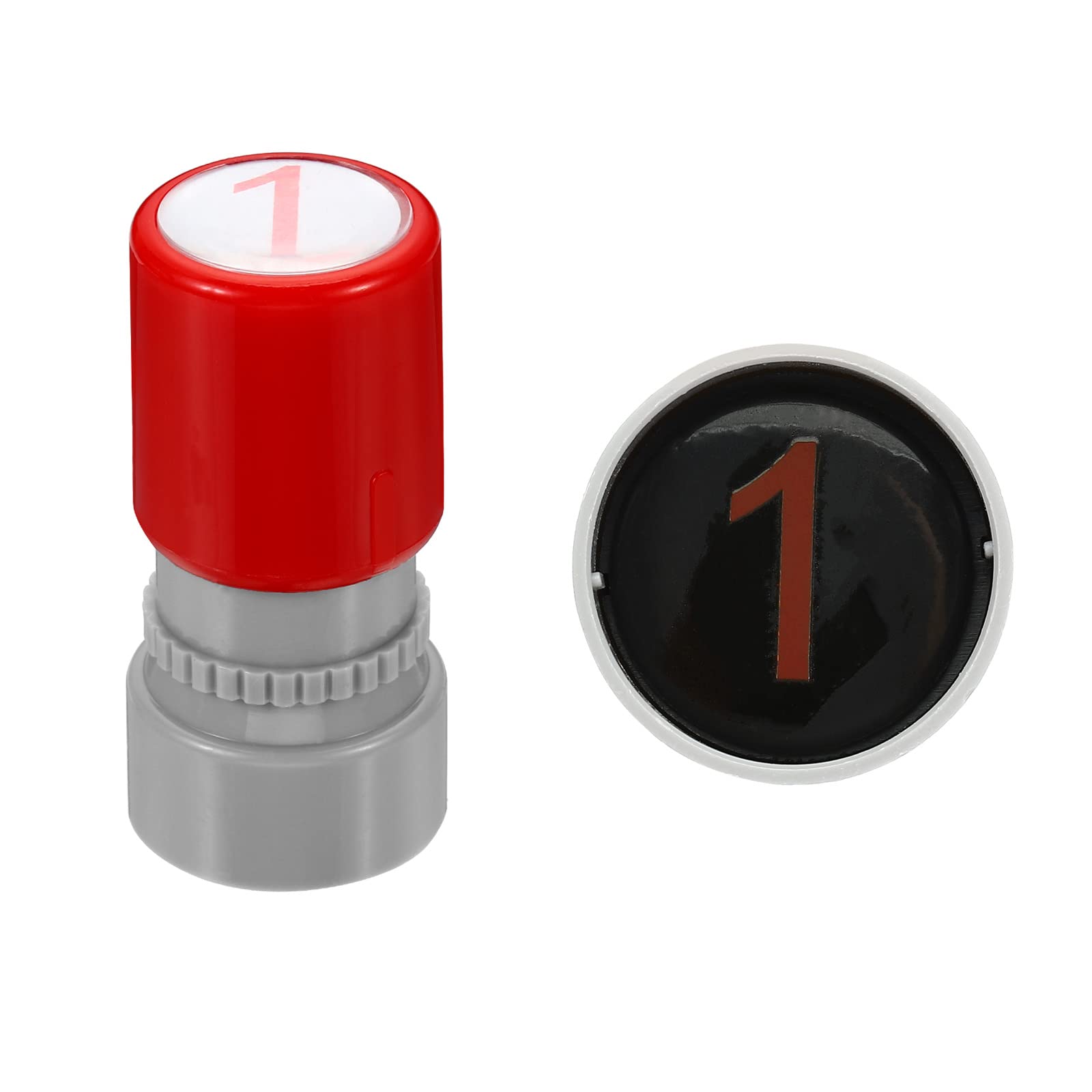 PATIKIL 16mm Number Stamps, Character Numeral 1 Plastic Ink Stamp Self Inking for Classroom Scrapbooking, Red