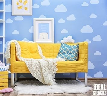 Nube Cuarto Del Bebe Estarcido Pared Hogar Decoracion
