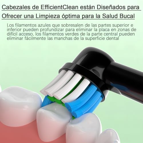 Recambios Cepillos Compatible con Cepillos Electricos Oral B, Cabezales de Dientes para Pro Vitality Smart Genius (16 Negro, 16 unidad (Paquete de 1))
