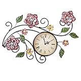 Floral Clock with Crystal Bead Accents