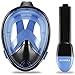 Vaincre 180° Full Face Snorkel Mask Panoramic View Anti-Fog,Anti-Leak Snorkeling Design with Adjustable Head Straps-See Larger Viewing Area Than Traditional Masks for Adults Youth (Black/Blue L/XL)