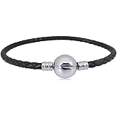 JMQJewelry Leather Stainless Steel Chain Womens Bead Charm for Bracelets Men Girl Jewelry 18.8cm 7.4inches Daughter Mother Grandma Jewelry