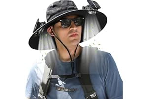 TIOMION Hat with Fans Solar Power, Solar Fan Hat, 2 Solar Fan Sun Bucket Hat for Men Women UPF 50+ Bucket Fishing & Beach