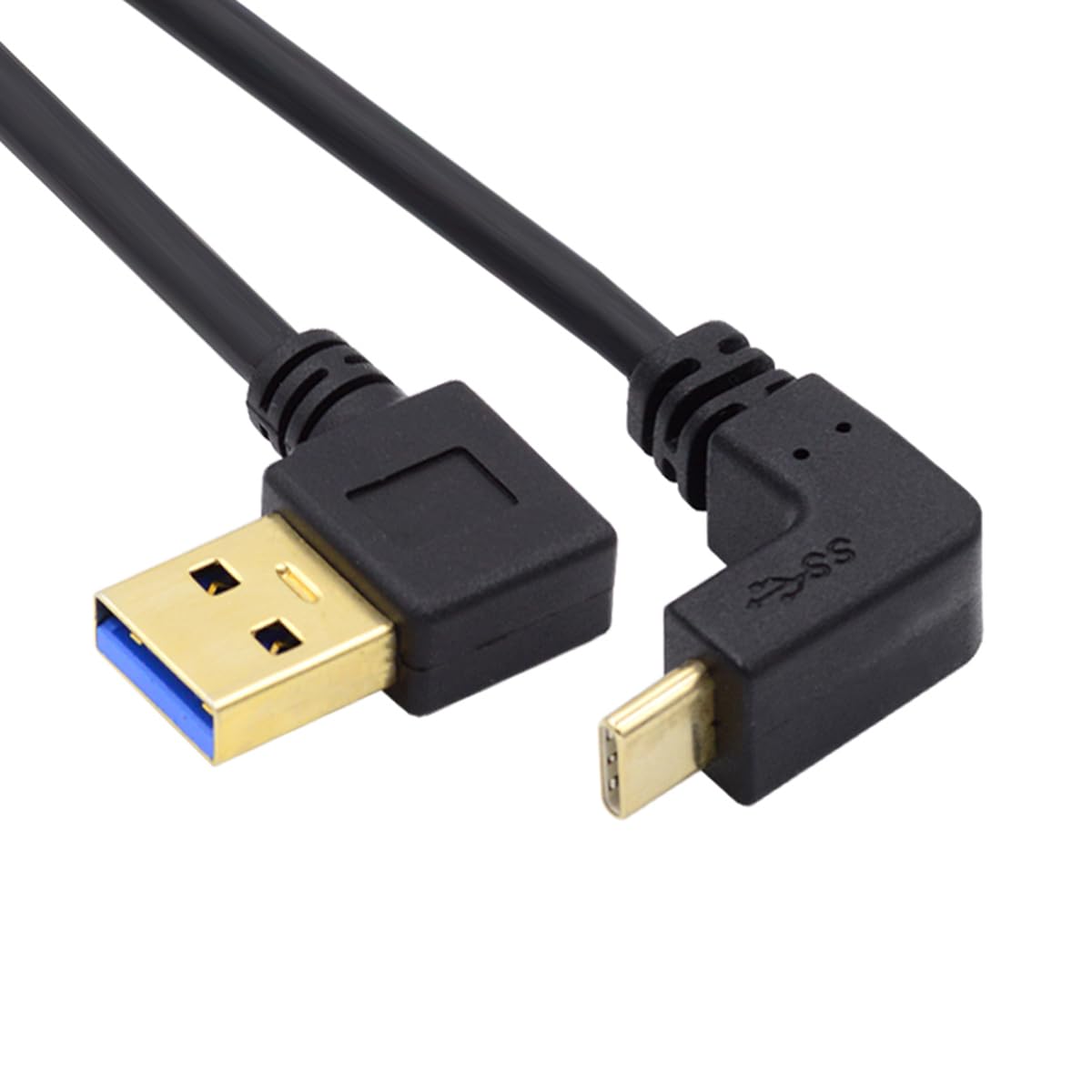 CY 100cm Up & Down Angled USB 3.1 USB-C to Right Angled 90 Degree A Male Data Cable for Macbook & Tablet & Cell Phone — image 1
