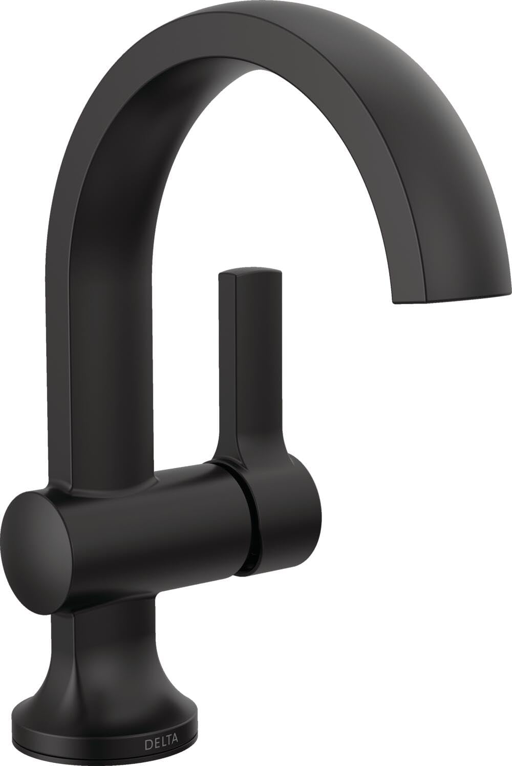 Photo 1 of Delta Albion Matte Black Bathroom Faucet 1 Hole, Single Hole Bathroom Sink Faucet for Vanity, Metal Push-Pop Drain Assembly, Matte Black 15855LF-BL