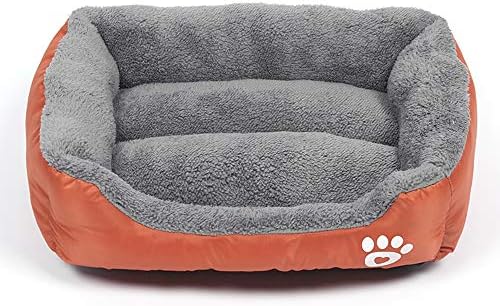 NOMSOCR Cat and Dog Cushion Bed, Orthopedic Relief, Self-Warming and Cozy for Improved Sleep, Machine Washable, Water-Resistant Bottom (Orange, 19.6x26inch)