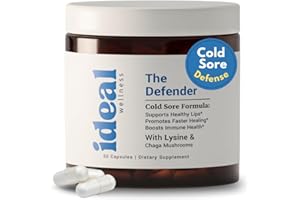 IDEAL WELLNESS L-Lysine Cold Sore Treatment For Lips With Immune Support - L Lysine 1000mg Capsules, Chaga, Bee Propolis, Vitamin C, Zinc & Licorice Root Extract - Non-GMO, Vegetarian, 60 Capsules for Men and Women