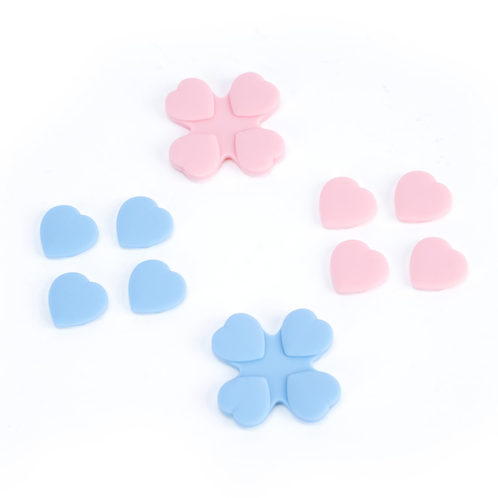 Photo 1 of GeekShare Silicone Cross D-Pad Button Caps Set Heart Shape Joystick Cover - ABXY Key Buttons Sticker Compatible with Switch/OLED Joy-Con - Pink & Blue